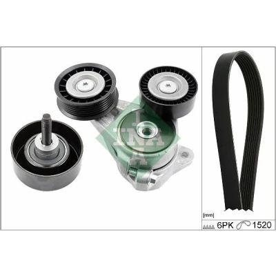 Immagine di INA 529 0376 10 Kit cinghie Poly V Controllare corsa libera generatore ed ev. sostituire FORD: Focus 2, 2 Kombi, C Max