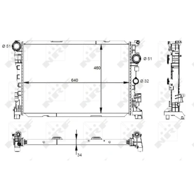 Immagine di NRF 59133 Radiatore motore Alluminio 640 428 32 Alette di raffreddamento saldate MERCEDES BENZ: Classe C T modell, Sedan, E modell