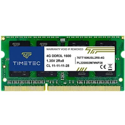 Immagine di Timetec DDR3L / DDR3 1600MHz PC3L 12800 PC3 Non ECC Unbuffered 1.35V 1.5V CL11 2Rx8 Dual Rank 204 Pin SODIMM Laptop Notebook PC Memoria RAM Aggiornamento (4GB)