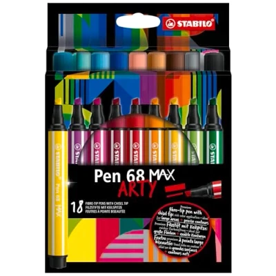 Immagine di Pennarello Premium a tratto doppio (1 + 5 mm) STABILO Pen 68 MAX ARTY Astuccio da 18 Colori assortiti