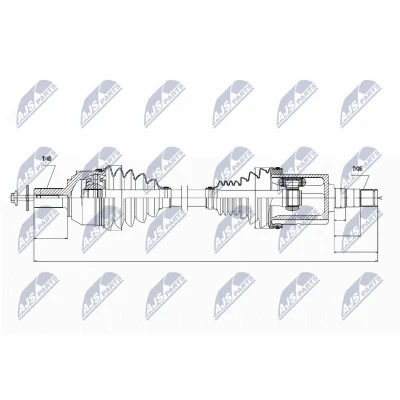Immagine di NTY NPW VV 022 Albero motore / Semiasse Assale anteriore, anteriore Sx Cambio automatico a 6 marce VOLVO: V70 3, V60 I, S60 II