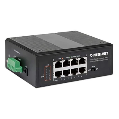Immagine di Intellinet 561624 Switch Ethernet Gigabit 8 Porte Poe+ con Poe Passante Nero