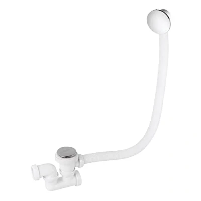 Immagine di Wirquin 30723100 L700 Set Completo di Scarico per Vasca da Bagno, con sifone orientabile, Coperchio e Copertura Troppo Piena, Colore: Bianco