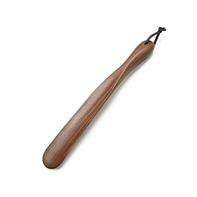 Immagine di CIEEIN CIEHT Calzascarpe in legno con manico lungo Sollevatore di scarpe Noce nera 38cm lunghezza