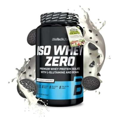 Immagine di BioTechUSA Iso Whey Zero Premium Protein Isolate Grass Fed Enzyme Free Sugar and Gluten free, 908 g, Black biscuit