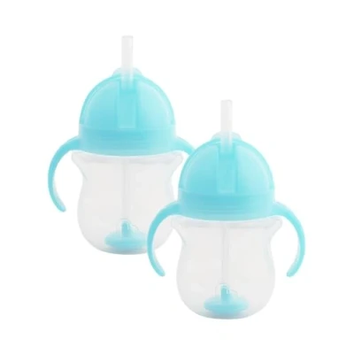 Immagine di Munchkin Click Lock Tip &amp; Sip Set di Tazze con Cannuccia, Tazza d&#039;Apprendimento Cannuccia per Bambini Piccoli, Senza BPA, Anti Sversamento, 207 ml, confezione da 2, Blu/Blu