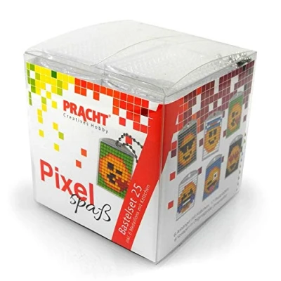 Immagine di Pracht Creatives Hobby Pixel P90046 63501 Divertente set artigianale 25 per bambini, semplice sistema a innesto con piccole pietre in bioplastica realizzare 6 portachiavi, senza stirare e incollare