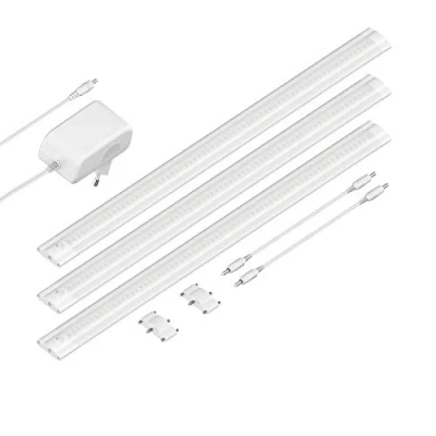 Immagine di ledscom.de Luce sotto il mobile a LED SIRIS bianco opaco, piatto, ogni 50cm, 531lm, caldo, set di 3