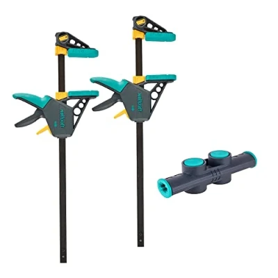 Immagine di wolfcraft Set di morsetti XL a una mano, 3 pezzi I 8624000 Consente larghezze serraggio flessibili fino 1060 mm