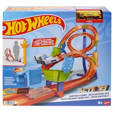 Immagine di Hot Wheels Salto Verticale con Loop Infinito, pista per gare e acrobazie, include 1 macchinina si collega ad altre piste Wheels, giocattolo bambini, 5+ anni, HMB15