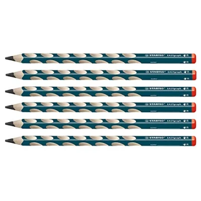 Immagine di Matita Ergonomica triangolare STABILO EASYgraph per Destrimani in Petrolio Confezione da 6 Gradazione HB