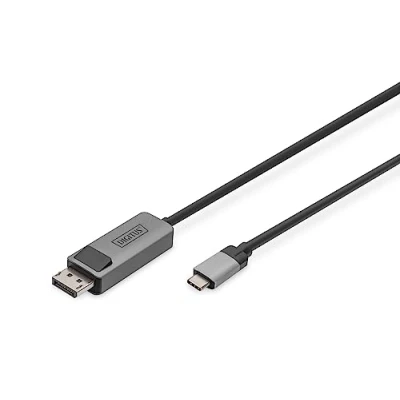 Immagine di Digitus DB 300334 010 S DisplayPort / USB C® Adattatore [1x 1x Spina DisplayPort] Nero Schermato, tondo 1 m