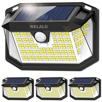 Immagine di Luce Solare Esterno, 【4 Pezzi /3 Modalità】188 LED Faretti Solari a da Esterno Illuminazione 270 con Sensore di Movimento, IP65 Impermeabile Lampada Faretto per Giardino Patio