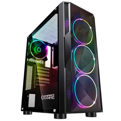 Immagine di EMPIRE GAMING Case PC da Gioco diamond ARGB Mid Tower ATX e ITX Frontale con motivo pareti laterali in vetro temperato 4 Ventole 3 pin 5 Volt LED RGB indirizzabile 120 mm MB Sync