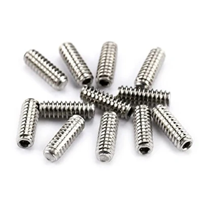 Immagine di Musiclily Pro #4 40X5/16&quot; Viti Altezza Selle in Acciaio Inossidabile per Ponte Chitarra Elettrica Strato e Tele American,Colore Originale (Set di 12)