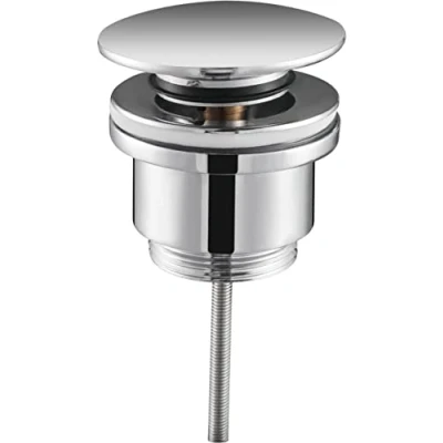 Immagine di IMEX Valvola a Click Clack Adatta per Lavelli e Bidi, Scarico Lavandino Facile Installazione Tappi di Lavabo, Universale con o senza Tassello, Pop Up Cromato VCC001