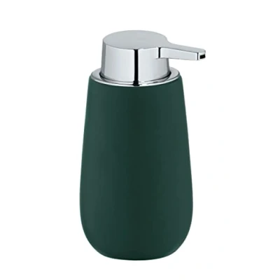 Immagine di Wenko dosatore per Sapone Badi, Liquido Ricaricabile in Ceramica di qualità con Superficie Opaca, Robusto erogatore a Pompa plastica, 320 ml, 9,5 x 16 8 cm, Verde Scuro