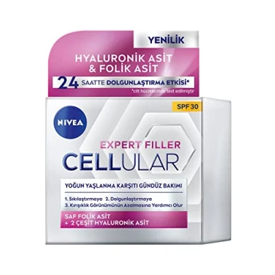 Immagine di NIVEA Cellular Expert Filler, crema giorno anti età altamente efficace (50 ml), da extra rassodante con effetto di riempimento, antirughe SPF 30