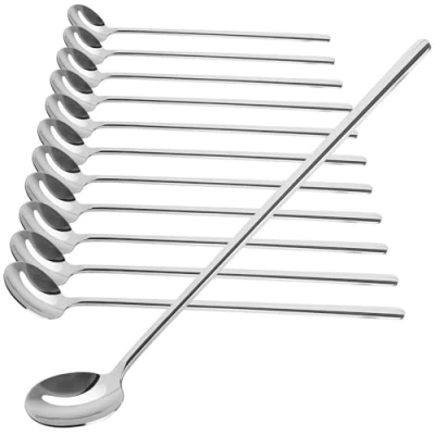 Immagine di COM FOUR® set di cucchiai da 12 pezzi cucchiaio con manico lungo per latte macchiato gelato caffè (12 cucchiaini 17 cm)