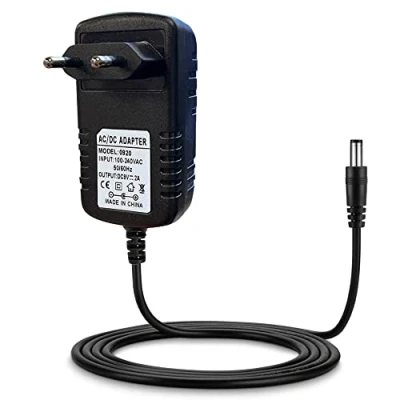 Immagine di LEYF Alimentatore universale 9 V DC 2 A, AC 100 240 V, 50/60 Hz, adattatore, adattatore di rete, cavo 120 cm (connettore jack da 5,5 2,1 mm), compatibile con TV Box, modem, strisce LED, router,