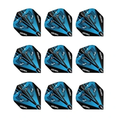 Immagine di RED DRAGON Hardcore Peter Wright Snakebite Blu Trasparente Volo Dart Standard di Spessore Extra 3 Set per Confezione (9 Voli in Totale)