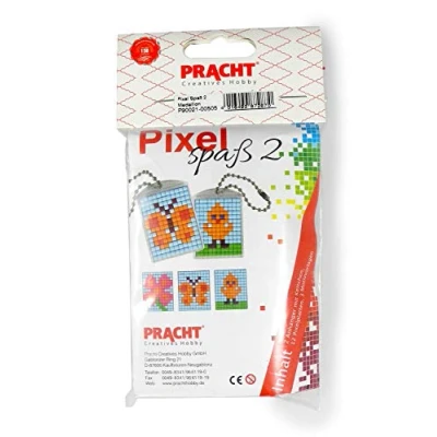 Immagine di Pracht Creatives Hobby Pixel P90021 00505 Divertente Set 2 per Bambini, Semplice Sistema a innesto con sassolini in bioplastica Creare Portachiavi (medaglioni), Senza Stirare e incollare