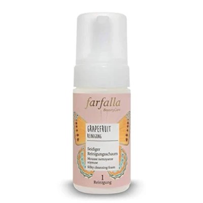 Immagine di farfalla Schiuma detergente per pompelmo, 120 ml, cura vitalizzante della pelle, con aloe vera e vitamina C, 100% biologica, vegana dermatologicamente testata