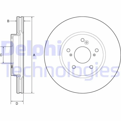 Immagine di DELPHI BG4785C Disco freno 293 25 5 ventilato rivestito non trattato senza cuscinetto ruota, anello sensore ABS HONDA: HR V II