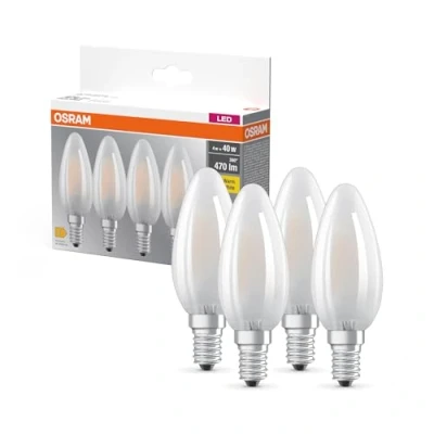 Immagine di OSRAM LAMPADE LED, forma classica mini candela, 40W, 2700K, confezione da 4