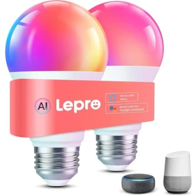 Immagine di Lepro AI Lampadina Smart E27 B1,Lampadina LED Bluetooth 9W Dimmerabile,Controllo Vocale/Sync Musicale,Compatibile con Alexa&amp;Google Home,Progettazione di Effetti Illuminazione per Casa,Festa