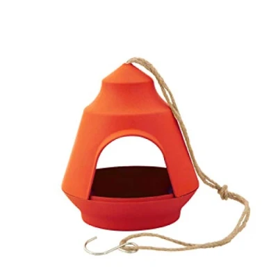 Immagine di Point Virgule Mangiatoia per uccelli da appendere, casetta uccelli, balcone, arancione, 17,7 x 17,9 15,5 cm