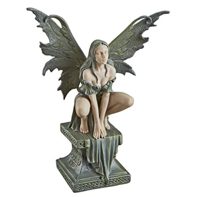 Immagine di Design Toscano CL504773 Statua Piccola Fata Celtica Accovacciata, Marrone, 7.5x19x24 cm