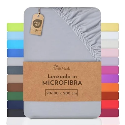 Immagine di NatureMark Lenzuola in Microfibra a Prezzo Speciale! Molte Misure e Colori di Marca (90x200 100x200 cm, Grigio Argento)...