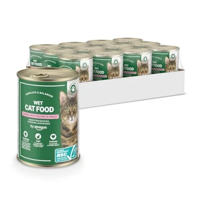 Immagine di by Amazon Cibo umido per gatti lattina ASC pezzi di salmone in salsa 12