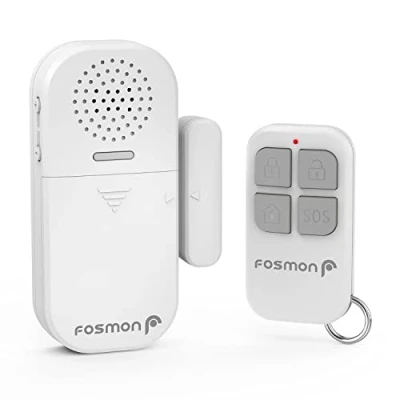 Immagine di Fosmon Sensore di apertura per porte e finestre con telecomando Allarme 130db contatto magnetico wireless porta d&#039;ingresso, del garage, cancello della piscina, ecc