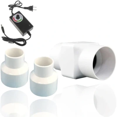 Immagine di 32mm Ventola Aspirazione Regolabile 36m3/h Estrattore aria in linea con Controllore di Velocità Variabile, 6W Basso Consumo, Aspiratore per Fognatura, Garage, Serra, Pet,