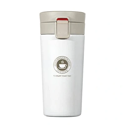 Immagine di thermos da 380 ml, isolato, in acciaio inox, portatile, per bevande calde e fredde, tè, caffè, acqua, bianco