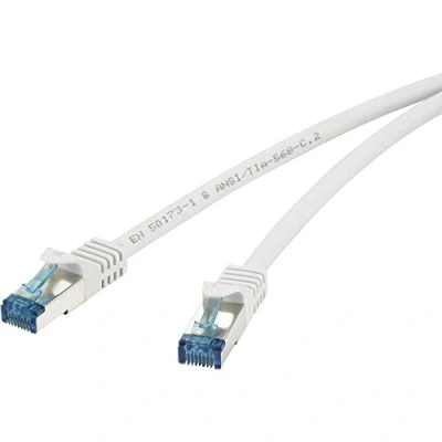 Immagine di Renkforce RF 4145298 RJ45 cavo di rete, patch CAT 6A S/FTP 20.00 m Grigio con protezione, Ritardante fiamma 1 pz.