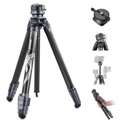 Immagine di NEEWER LITETRIP LT32 Treppiede da Viaggio in Fibra di Carbonio 62&quot; con Base Livellante ±15, Asse Centrale, Piastra QR Arca/Pan 360, Compatibile Peak Design Capture V3 (Ex TP62)