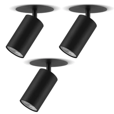 Immagine di Maclean Faretti da incasso a soffitto rotondi in alluminio Attacco GU10 fino 40W faretto moderno orientabile per controsoffitti IP20 (Nero, 3 pezzi con lampadina bianco neutro 7W)