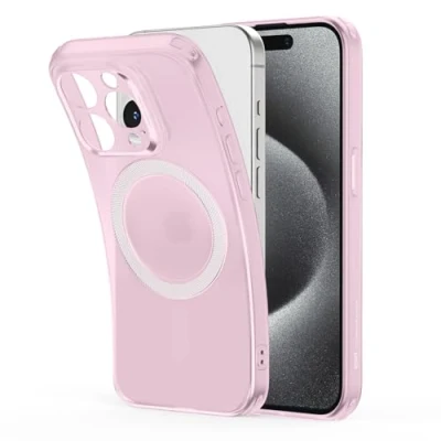 Immagine di ESR Custodia per iPhone 15 Pro Max, Compatibile con MagSafe, Protezione di livello militare, Resistente all&#039;ingiallimento e ai graffi, magnetica Rosa