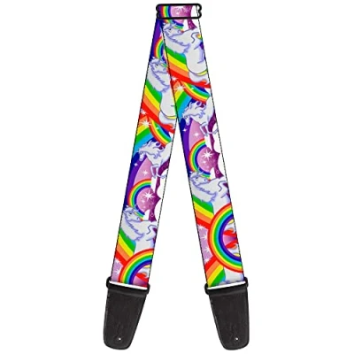 Immagine di buckle down tracolla per chitarra 34 60&quot; Unicorns in Rainbows w/Sparkles/Purple
