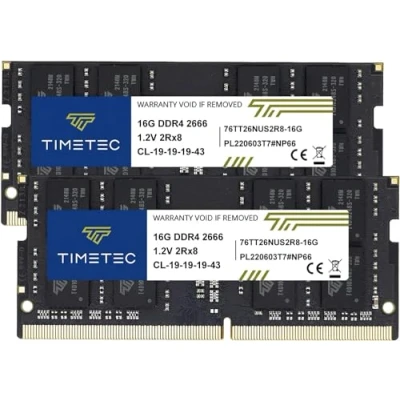 Immagine di Timetec Hynix DDR4 2666MHz PC4 21300 Unbuffered Non ECC 1.2V CL19 1Rx8 Single Rank 260 Pin SODIMM Laptop Notebook Computer Memory RAM Module Upgrade (32GB(16GBx2))