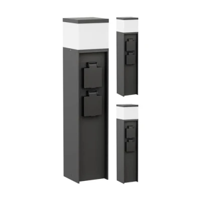 Immagine di ledscom.de 3 pz. bitta luminosa POMI per esterni, 39cm, nero, 2 prese, incl. lampadina G9, 501lm, bianco caldo