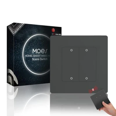 Immagine di MOES Star Ring Interruttore wireless Zigbee, 4 Gang per 12 scenes Interruttore, Compatibile con Alexa/Google Home, richiede Zigbee HUB, batteria inclusa, grigio nichel