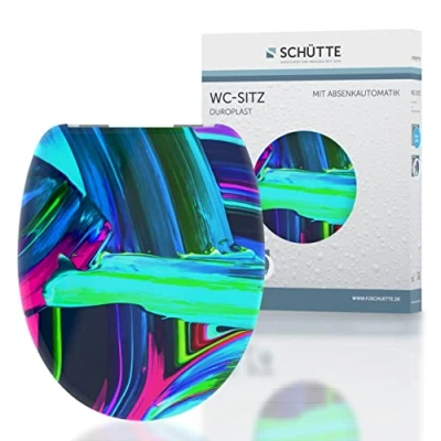 Immagine di Schütte Sedile WC Neon Paint con abbassamento automatico, copriwater adatto per tutti i in commercio, (carico massimo 150 kg), colorato