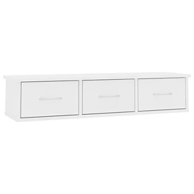 Immagine di vidaXL Scaffale con Cassetti a Parete Robusto Salvaspazio Moderno Elegante Mobile Pensile Armadietto Bianco 60x26x18,5 cm in Multistrato