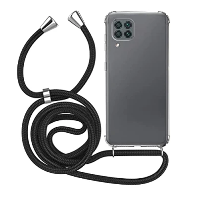 Immagine di MyGadget Cover per Huawei P40 Lite 4G Custodia con Corda TPU Opaca Case Cordino Rigida &amp; Resistente Laccio Tracolla Collana Collo Nero