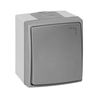 Immagine di Miratic Interruttore a Pulsante Luce Bilanciere Muro On Off Singolo IP55 Grigio Grafite (con retroilluminazione)