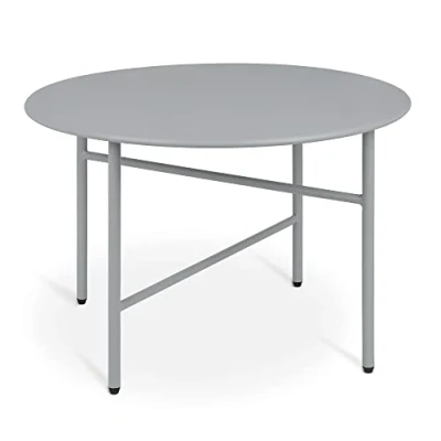 Immagine di bomoe Tavolino rotondo in metallo grigio Ø 53 cm Piano del Tavolo resistente ai graffi da salotto stabile giardino leggero per interni ed esterni Comodino Camera letto Finn